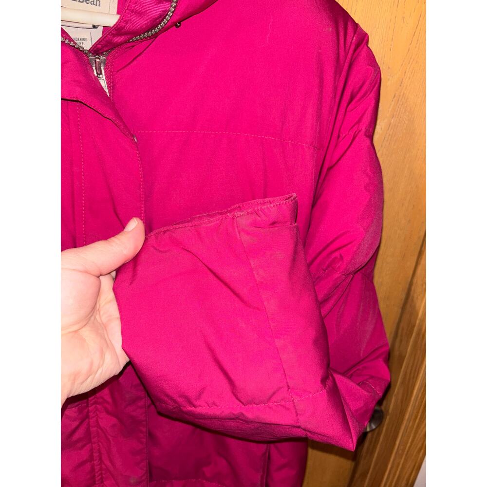 L.L. Bean women’s magenta goose down puffer coat removable faux fur hood (M Reg) - Picture 6 of 7